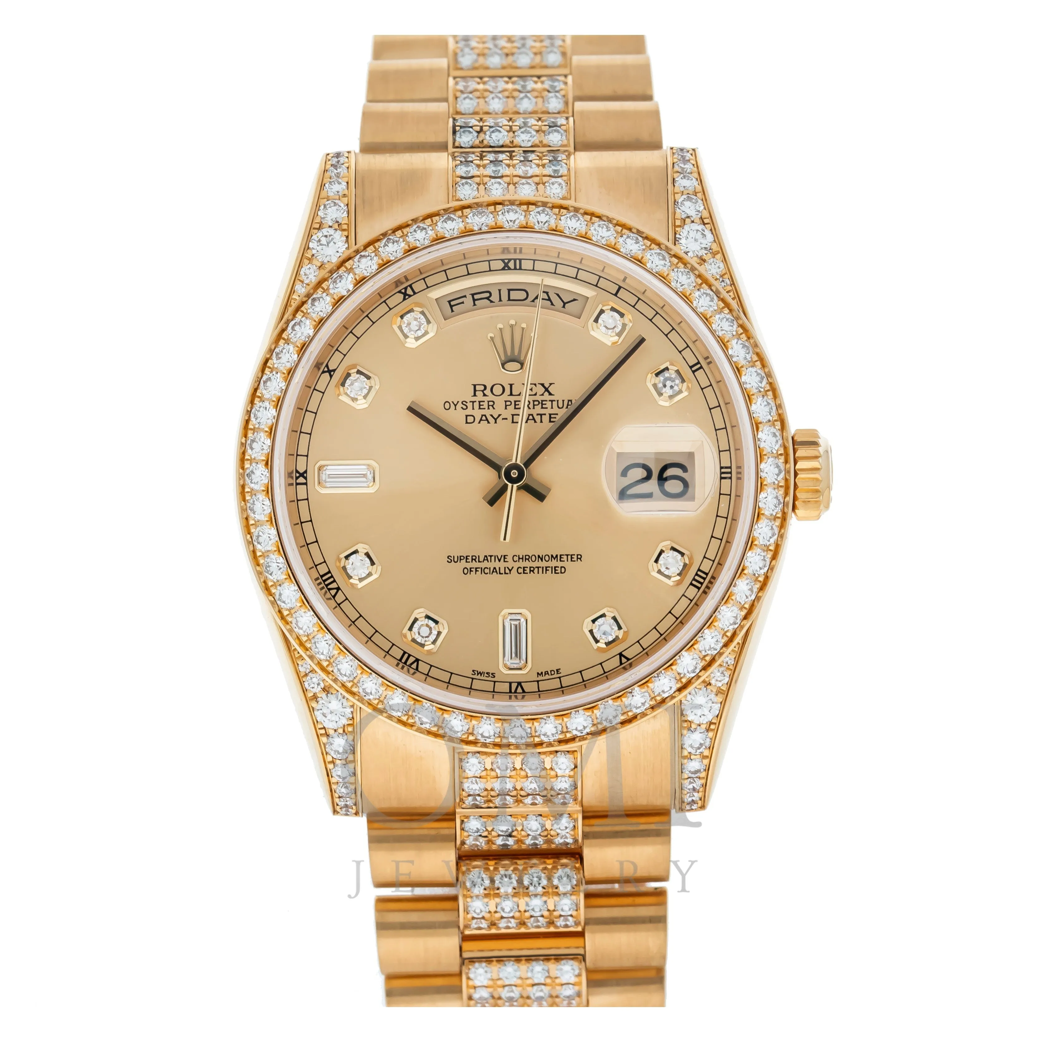 Rolex Day-Date 118388 36MM Champagne Diamond Dial With Diamond Presidential Bracelet