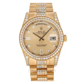 Rolex Day-Date 118388 36MM Champagne Diamond Dial With Diamond Presidential Bracelet