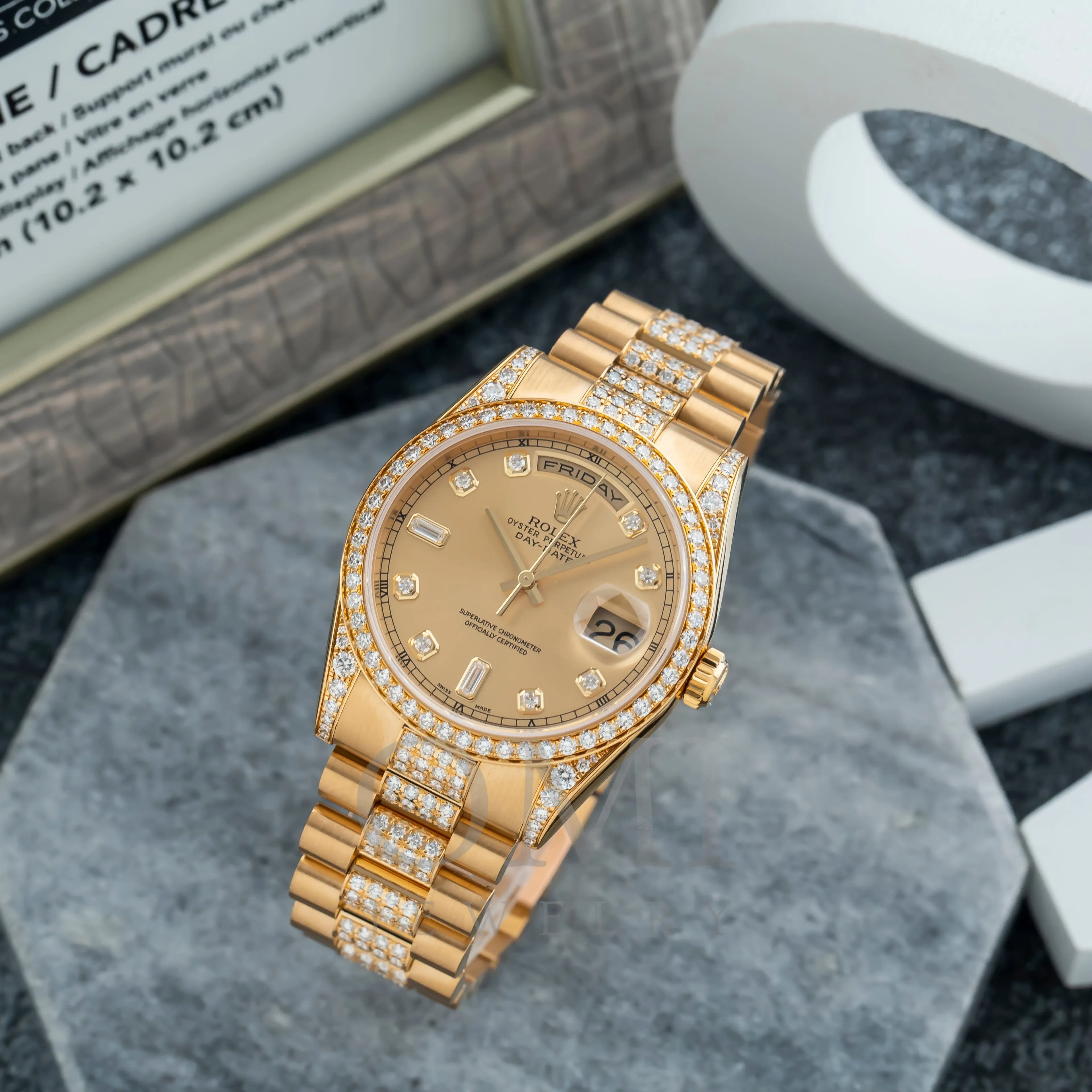 Rolex Day-Date 118388 36MM Champagne Diamond Dial With Diamond Presidential Bracelet