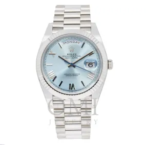 ROLEX DAY-DATE 40 PRESIDENT PLATINUM ICE BLUE INDEX DIAL 228236 WITH PLATINUM PRESIDENT OYSTER BRACELET