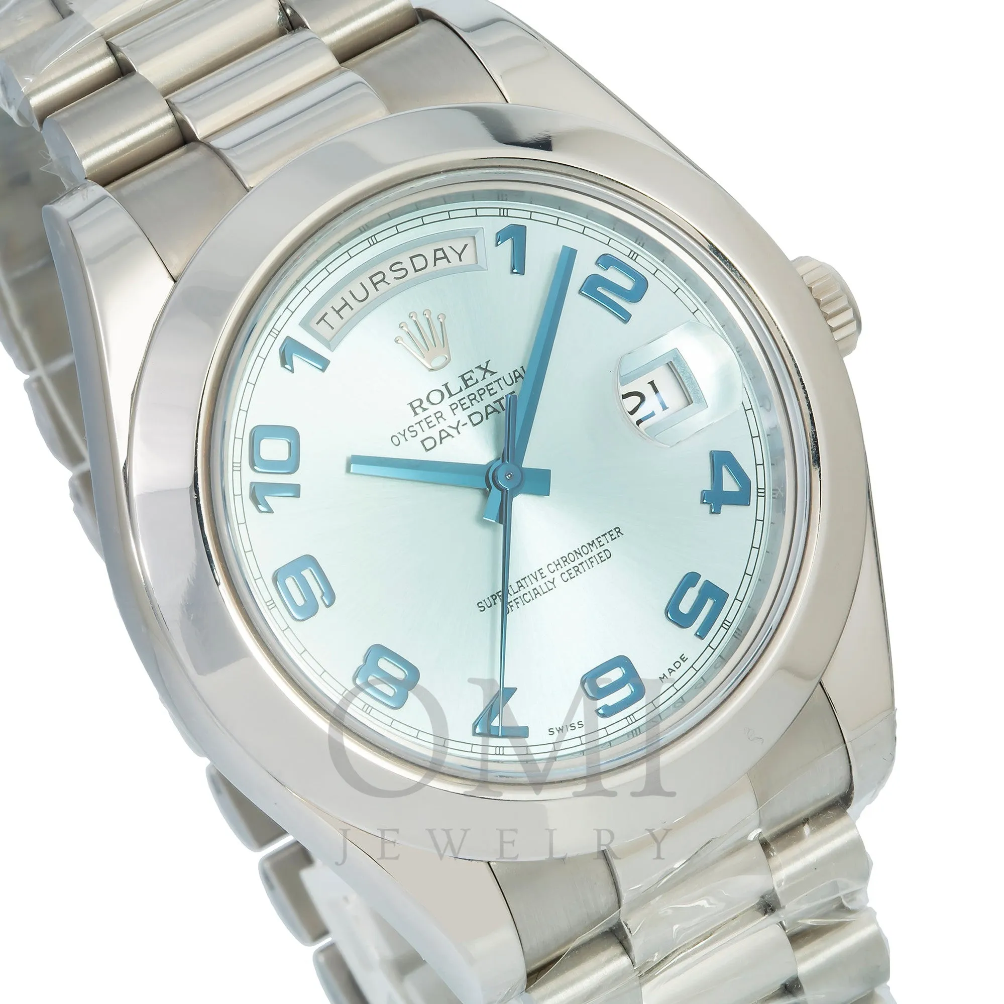 Rolex Day-Date II 218206 41MM Ice Blue Dial With Platinum Presidential Bracelet