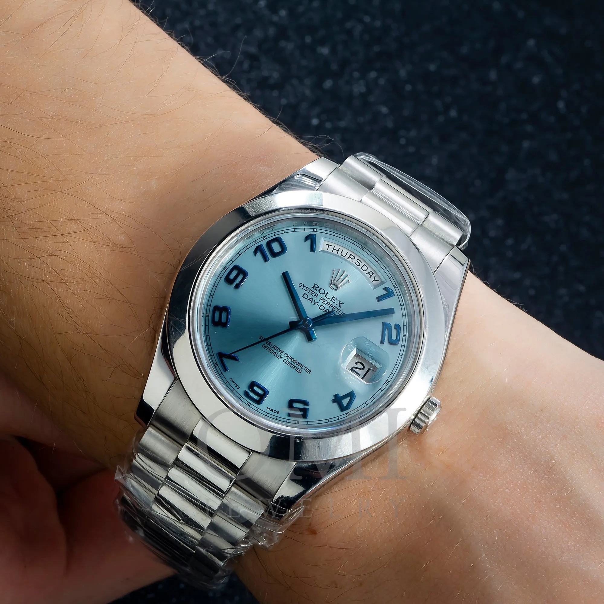 Rolex Day-Date II 218206 41MM Ice Blue Dial With Platinum Presidential Bracelet