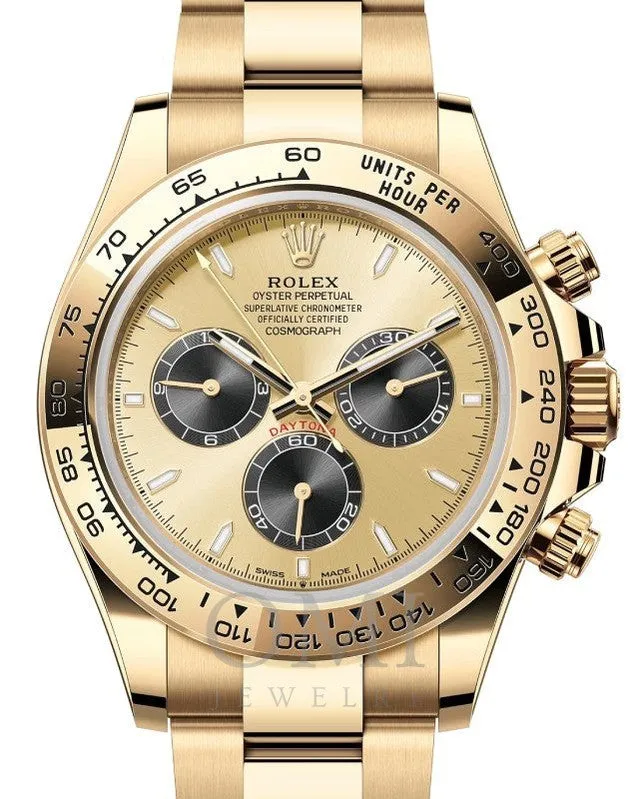 ROLEX DAYTONA YELLOW GOLD GOLDEN & BRIGHT BLACK DIAL 126508 WITH YELLOW GOLD OYSTER PRESIDENT BRACELET