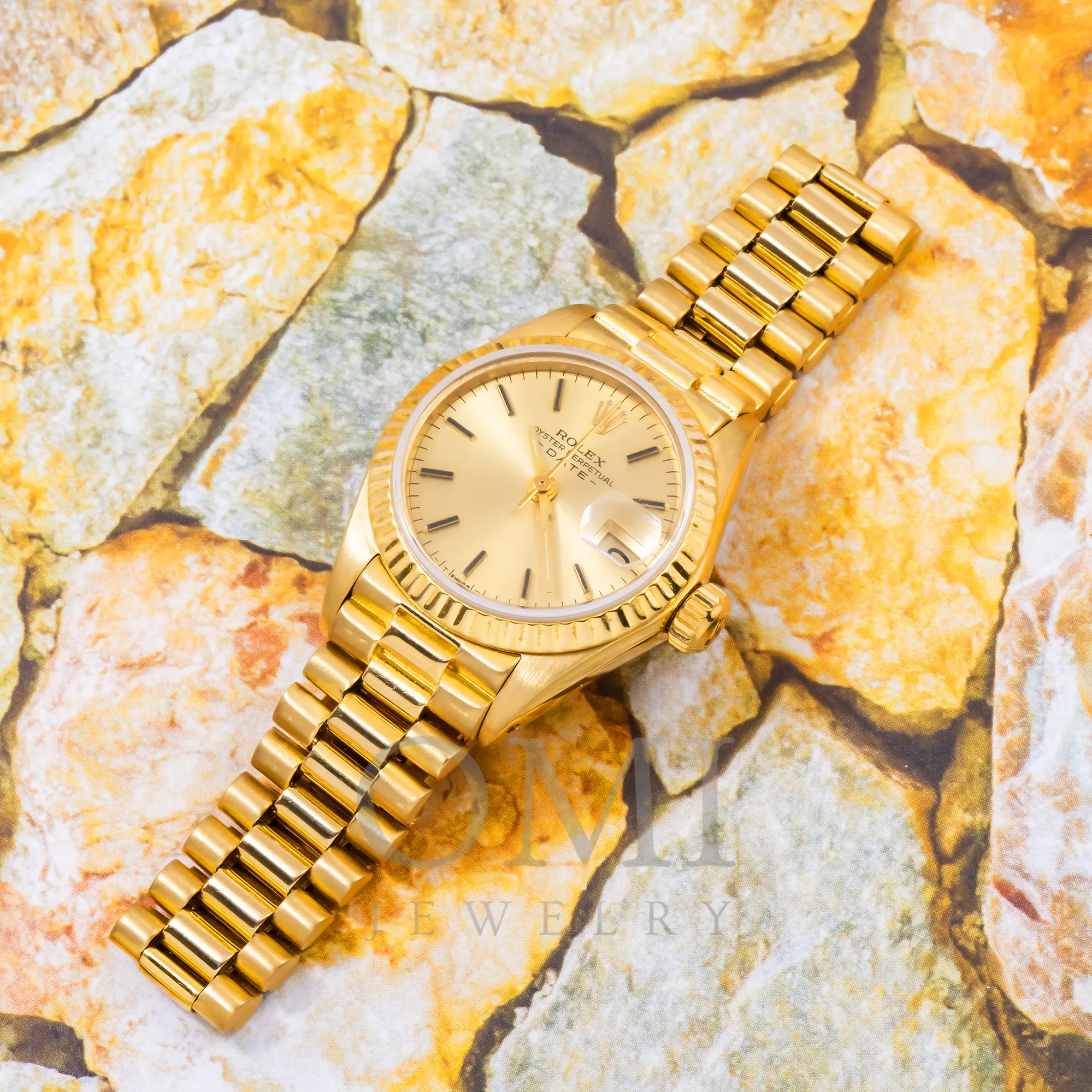 ROLEX LADY-DATEJUST 6917 26MM CHAMPAGNE DIAL WITH YELLOW GOLD PRESIDENT JUBILEE BRACELET