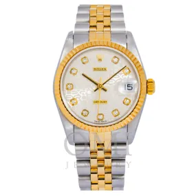 ROLEX LADY-DATEJUST 78273 31MM WHITE DIAMOND DIAL WITH TWO TONE JUBILEE BRACELET.