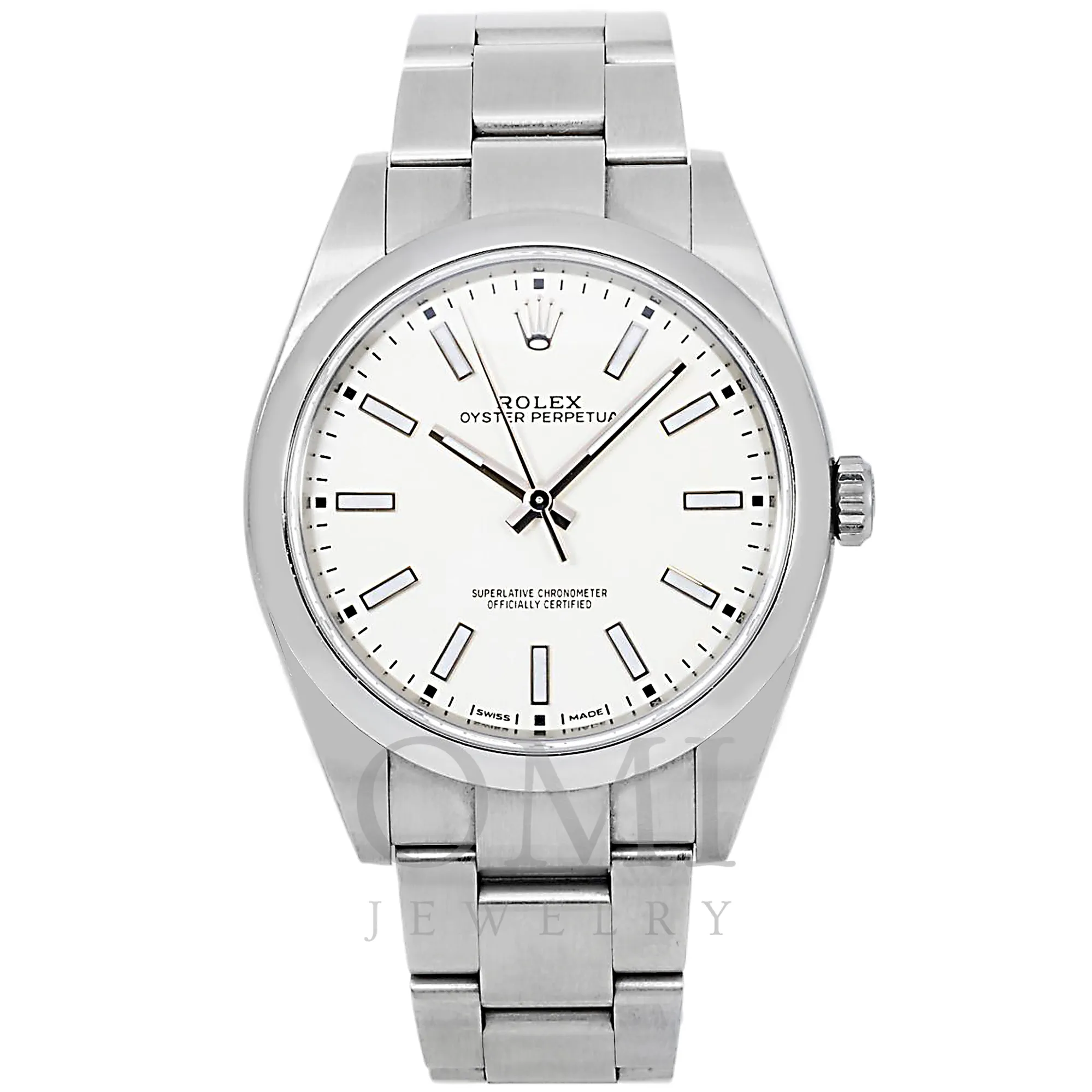 ROLEX OYSTER PERPETUAL 114300 39MM WHITE RHODIUM DIAL WITH STAINLESS STEEL OYSTER BRACELET