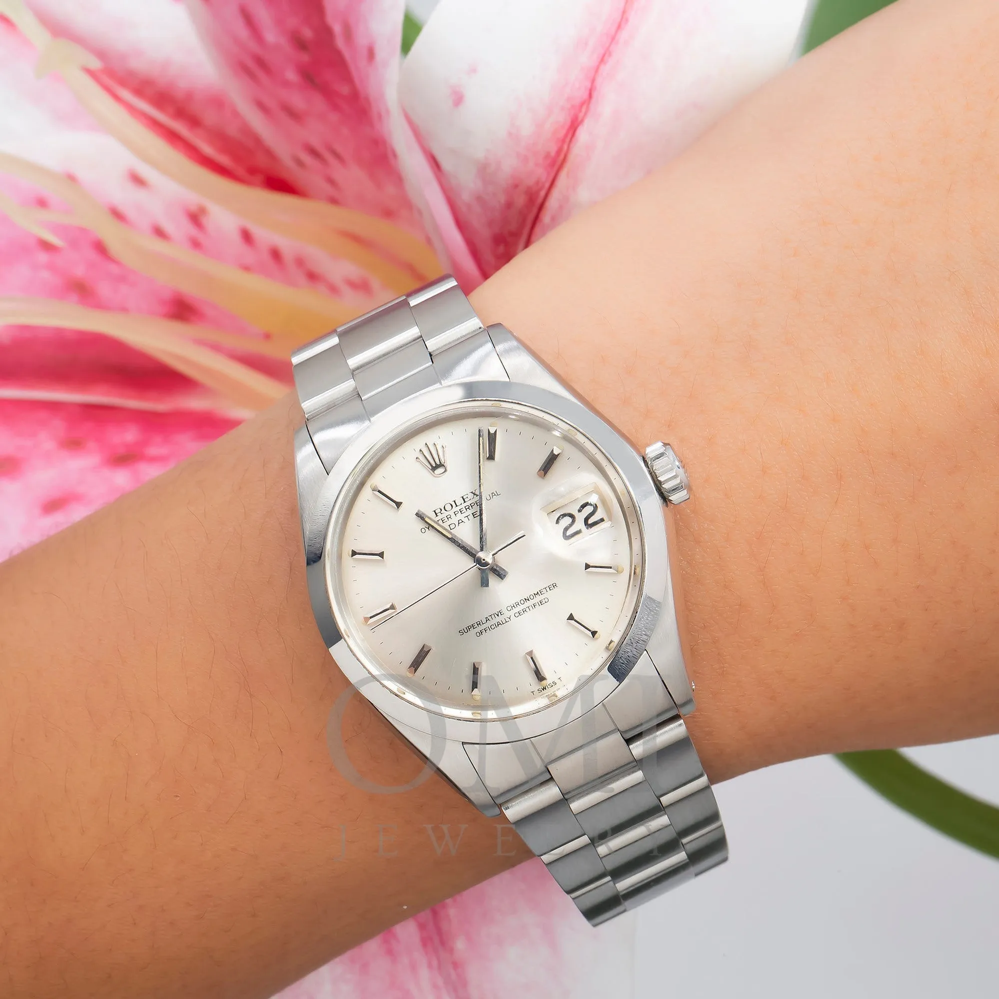 Rolex Oyster Perpetual Date 1500 34MM Silver Dial With Stainless Steel Oyster Bracelet