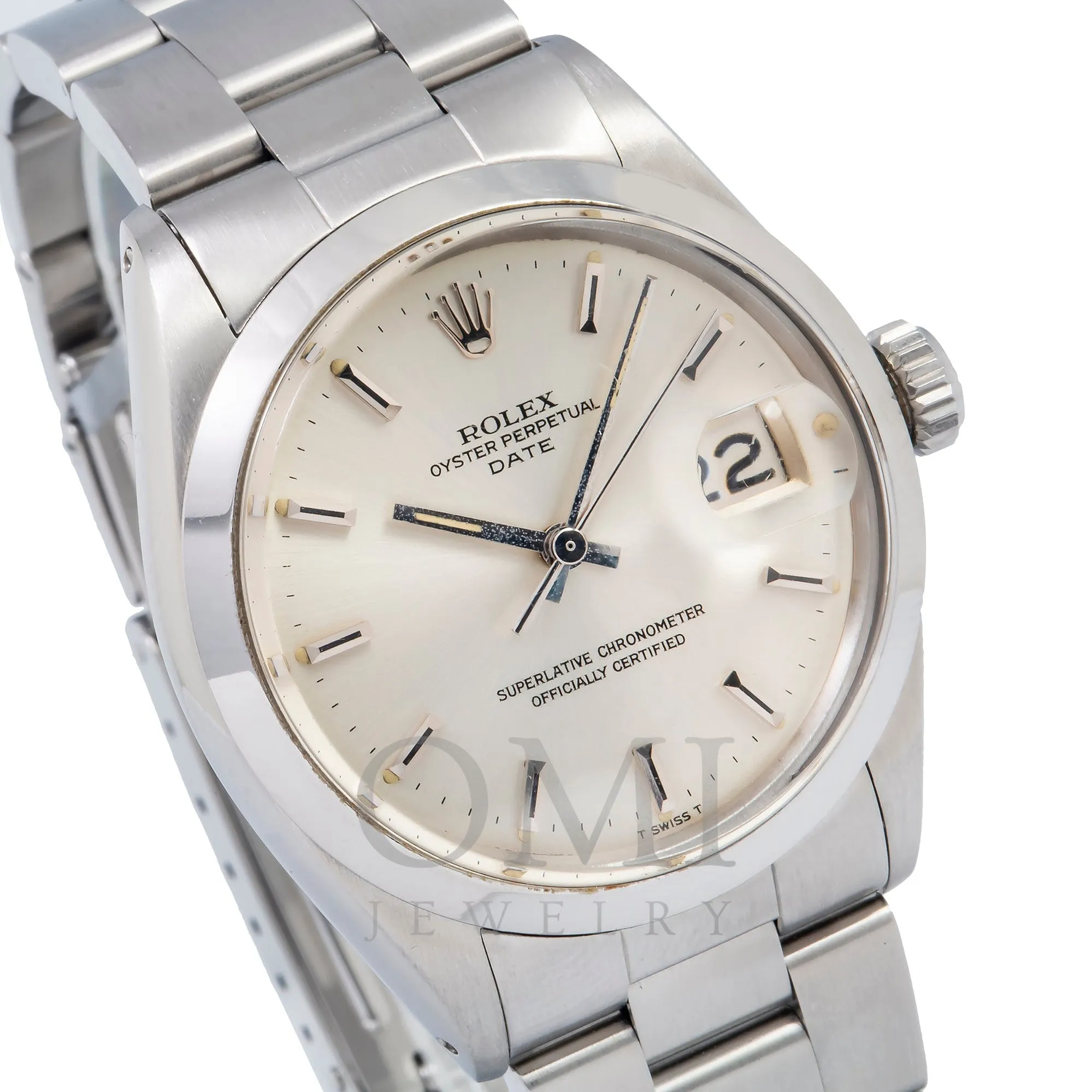 Rolex Oyster Perpetual Date 1500 34MM Silver Dial With Stainless Steel Oyster Bracelet