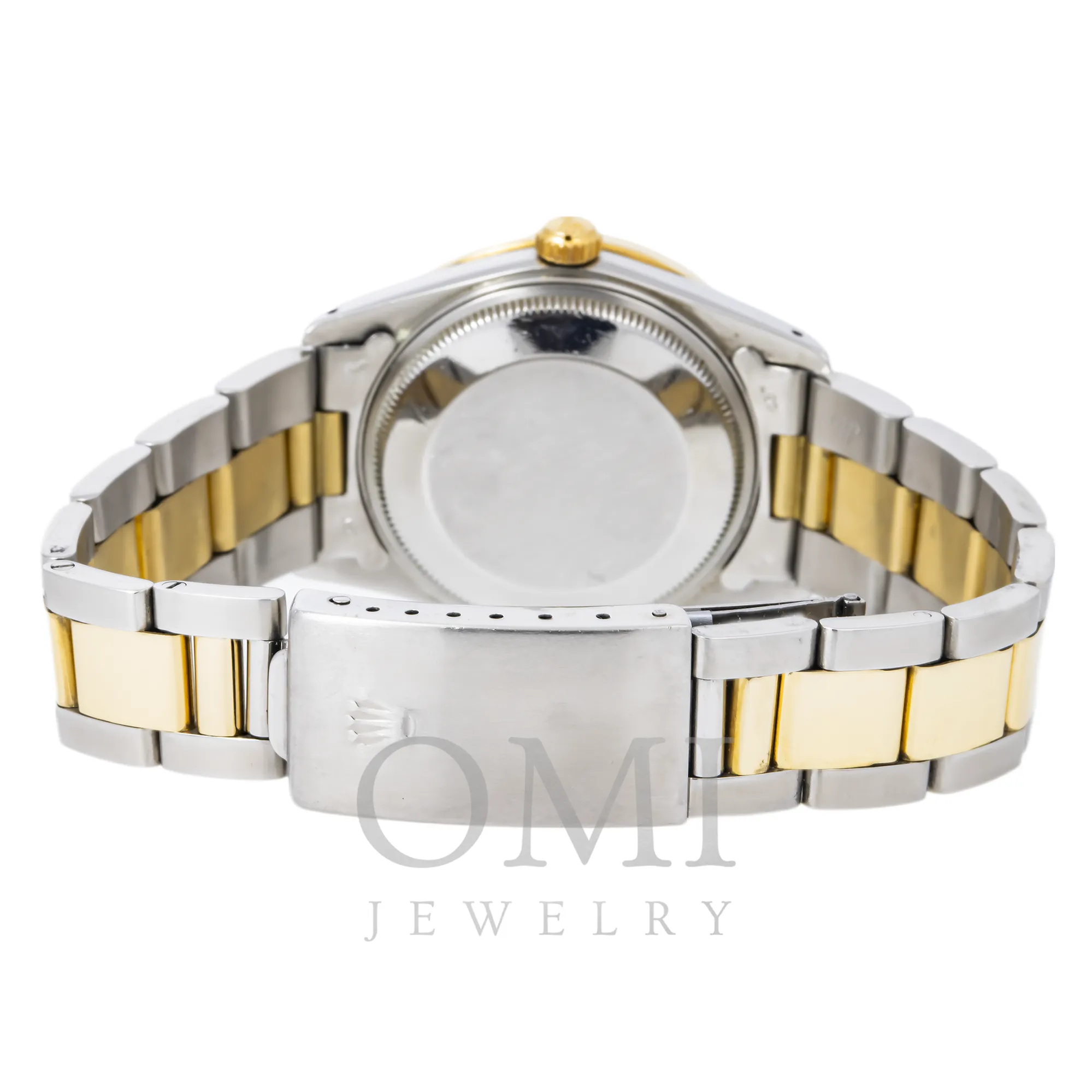 ROLEX OYSTER PERPETUAL DATE 15000 34MM CHAMPAGNE DIAL WITH TWO TONE OYSTER BRACELET