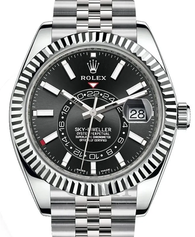 ROLEX OYSTER PERPETUAL SKY-DWELLER 326934 42MM BLACK INDEX DIAL WITH STAINLESS STEEL JUBILEE BRACELET