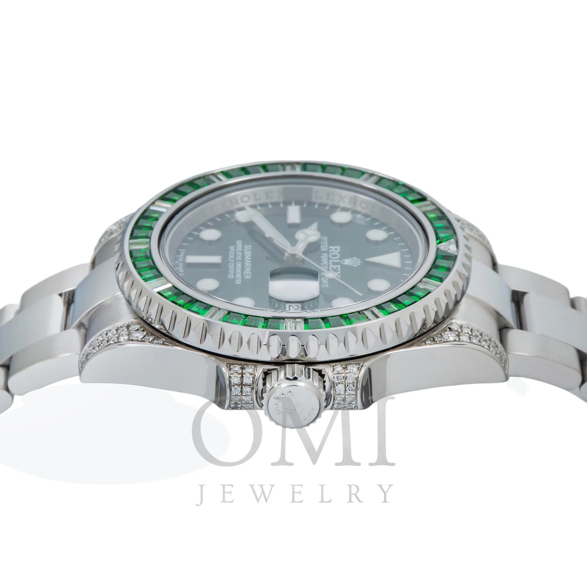 Rolex Submariner Date 116610LN 40MM Green Dial With Diamond Lugs And Bezel