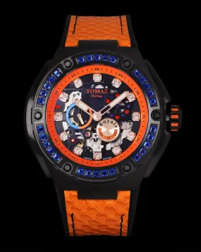 Royale XL TW027S-D19 (Black/Orange) with Swarovski (Orange Leather with Rubber Strap)