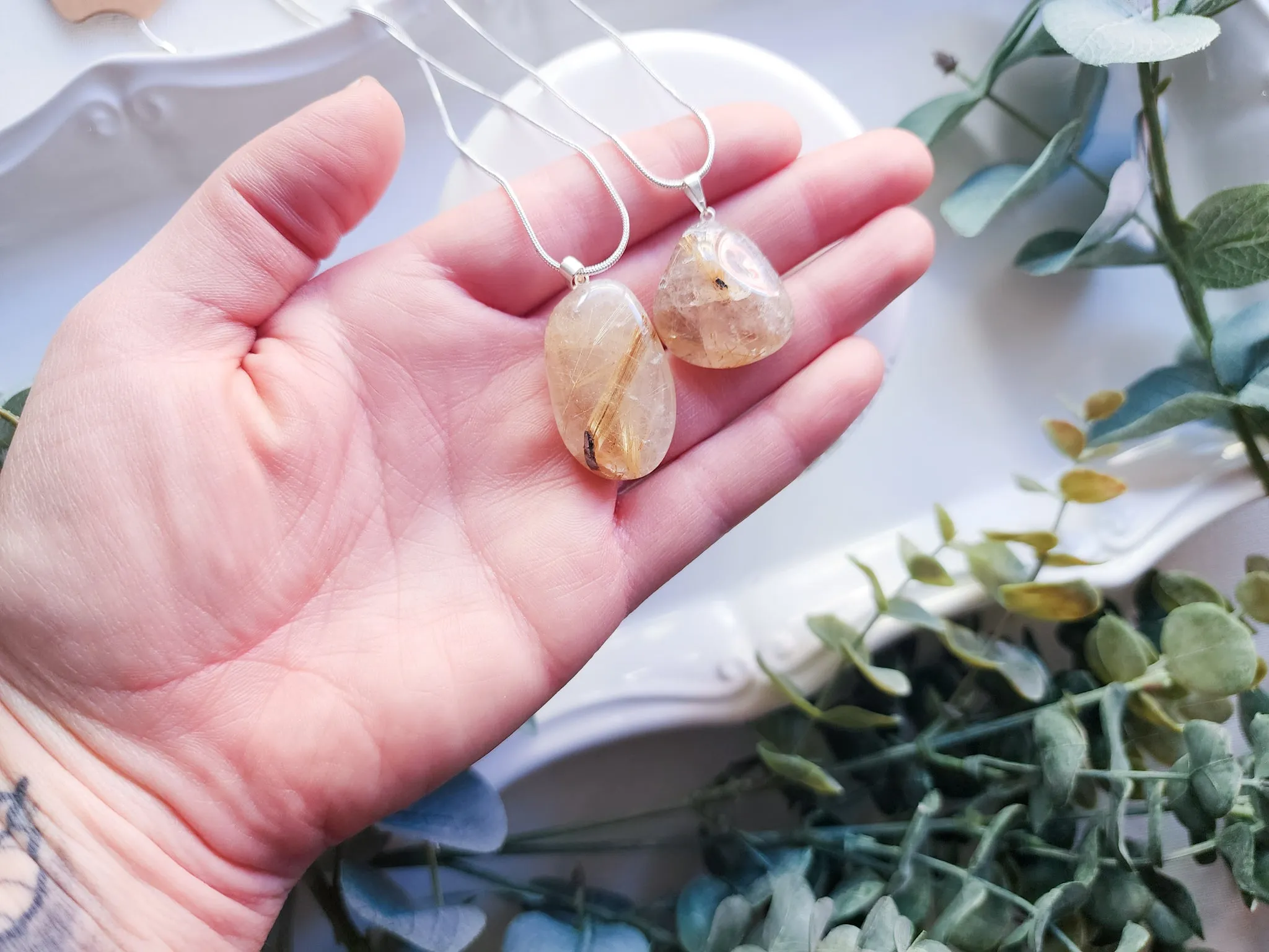 Rutilated Quartz Tumble Necklace