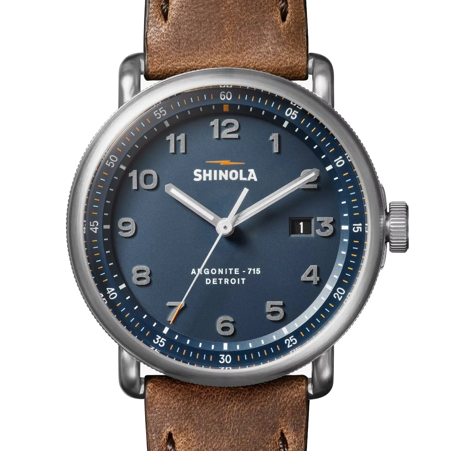 Shinola Canfield Model C56 Quartz 43MM Continental Blue Dial Leather Watch S0120273241