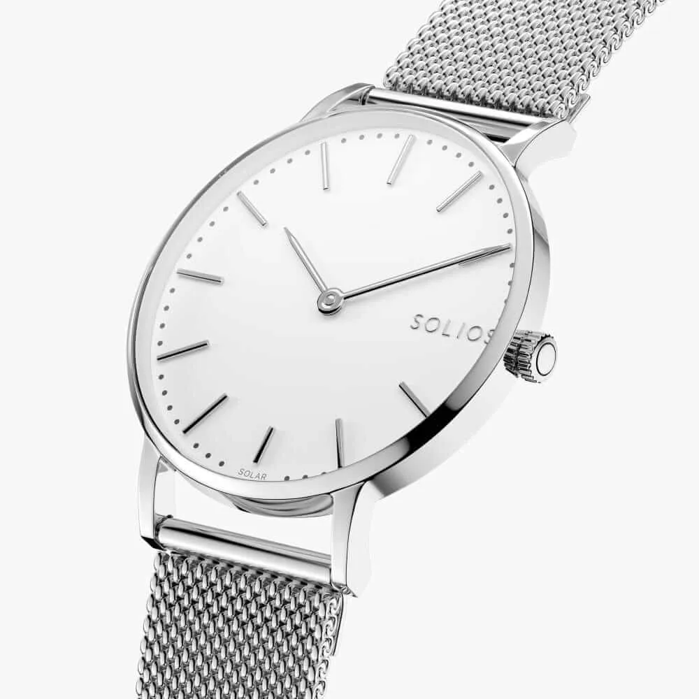 The Solar Classic | White Dial - Silver Case