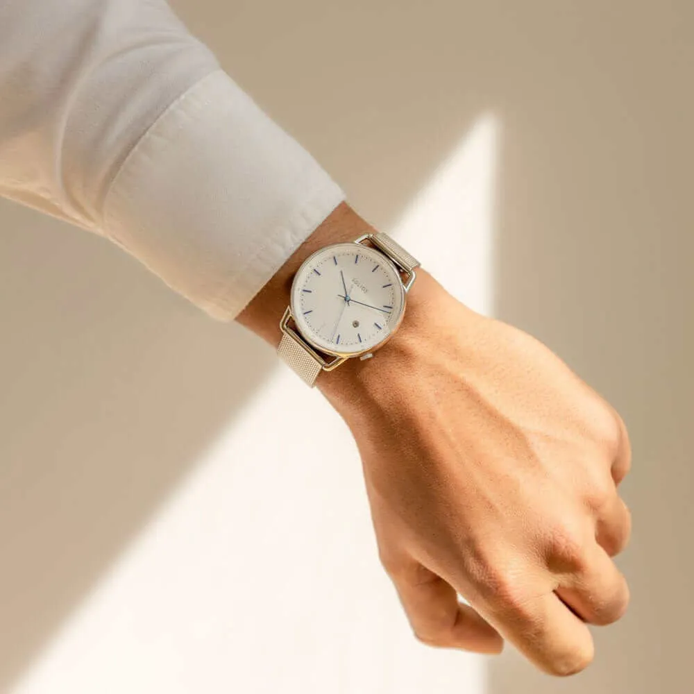 The Solar Curve | White Dial - Silver Case