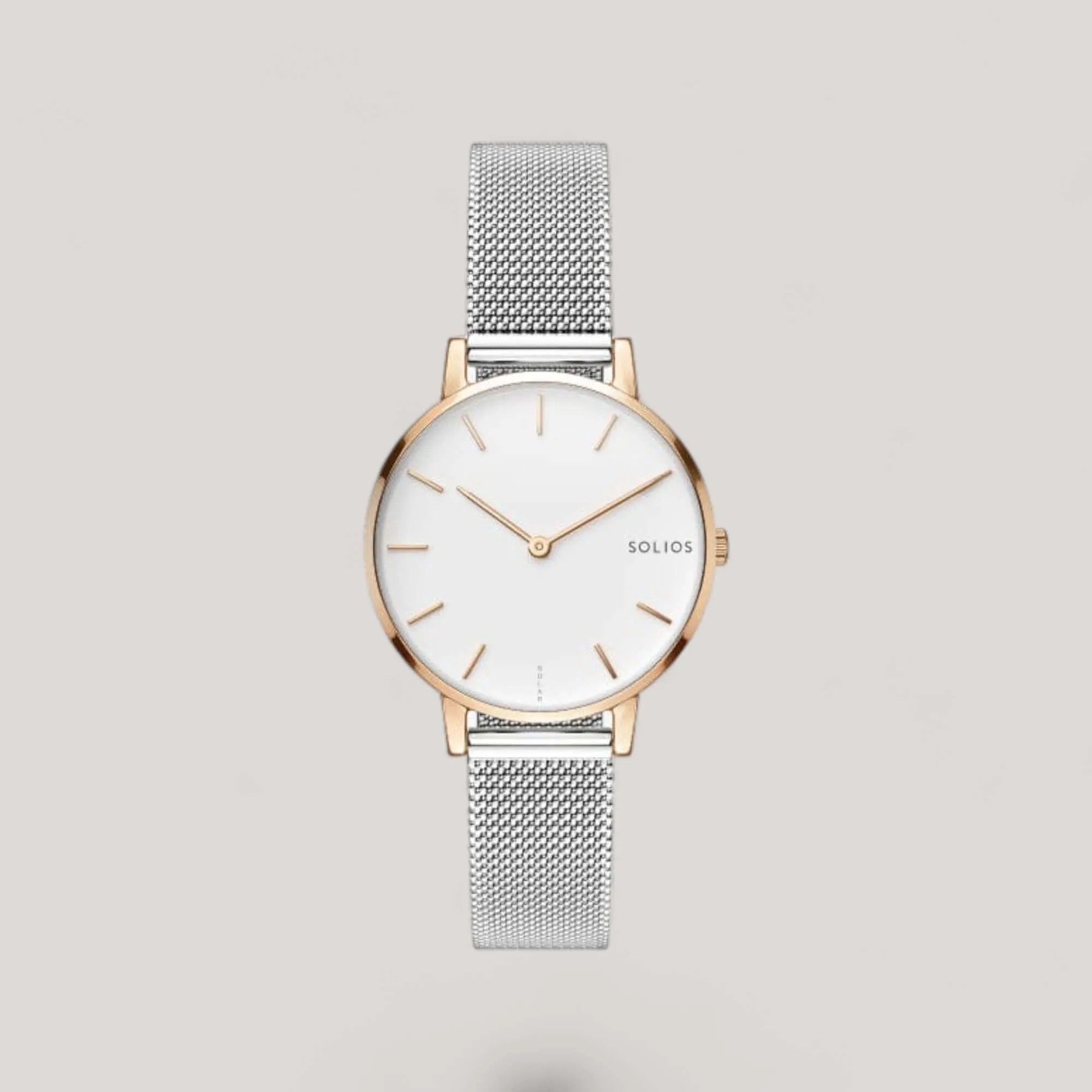 The Solar Mini | White Dial - Rose Gold Case