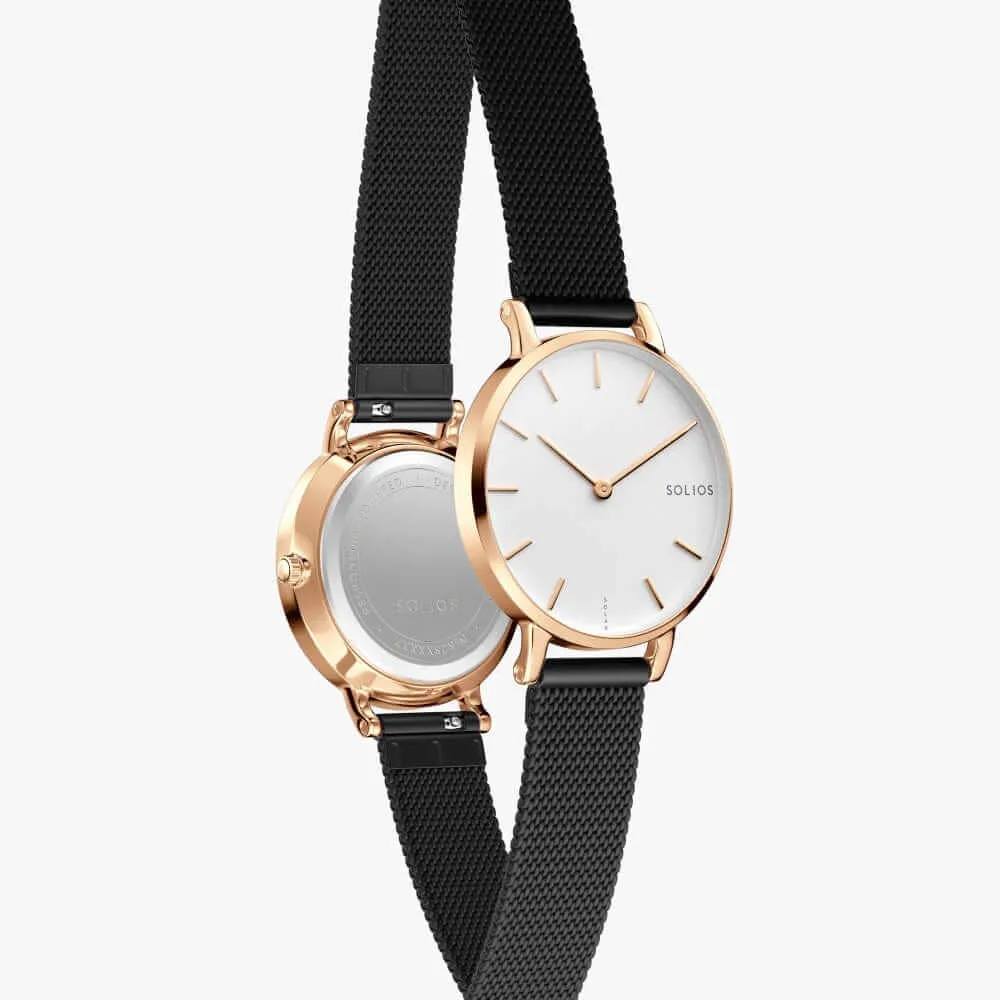 The Solar Mini | White Dial - Rose Gold Case