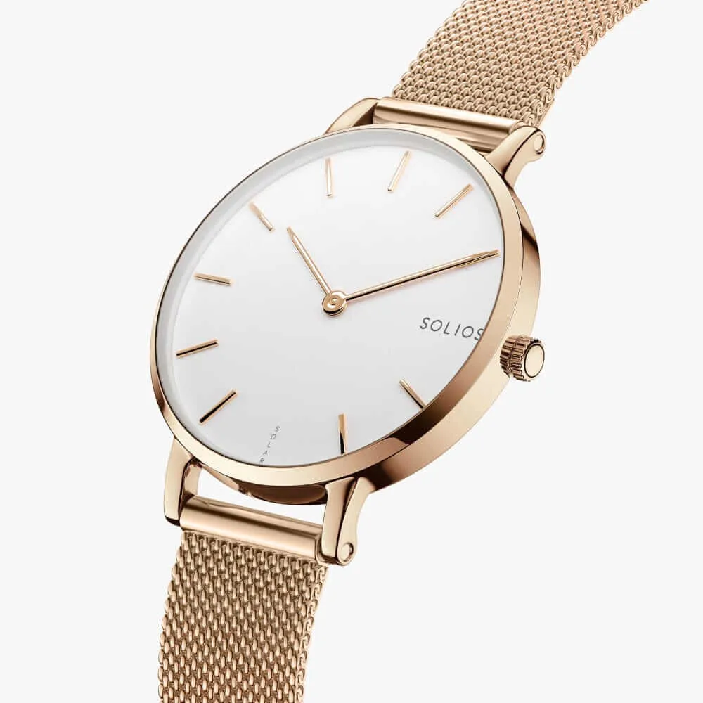 The Solar Mini | White Dial - Rose Gold Case