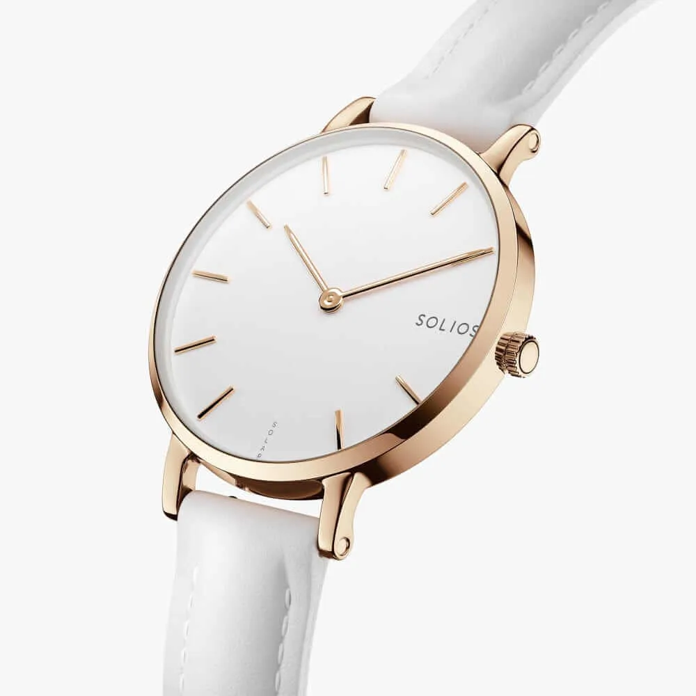 The Solar Mini | White Dial - Rose Gold Case