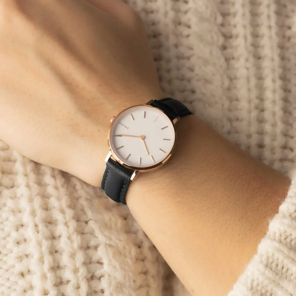 The Solar Mini | White Dial - Rose Gold Case