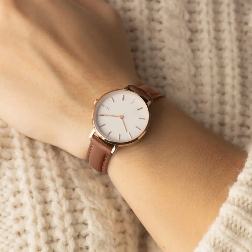 The Solar Mini | White Dial - Rose Gold Case