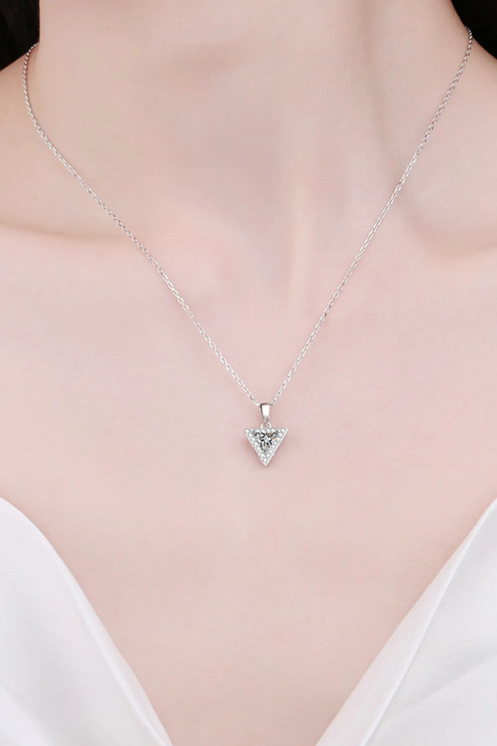 Triangle Moissanite Pendant Necklace 925 Sterling Silver