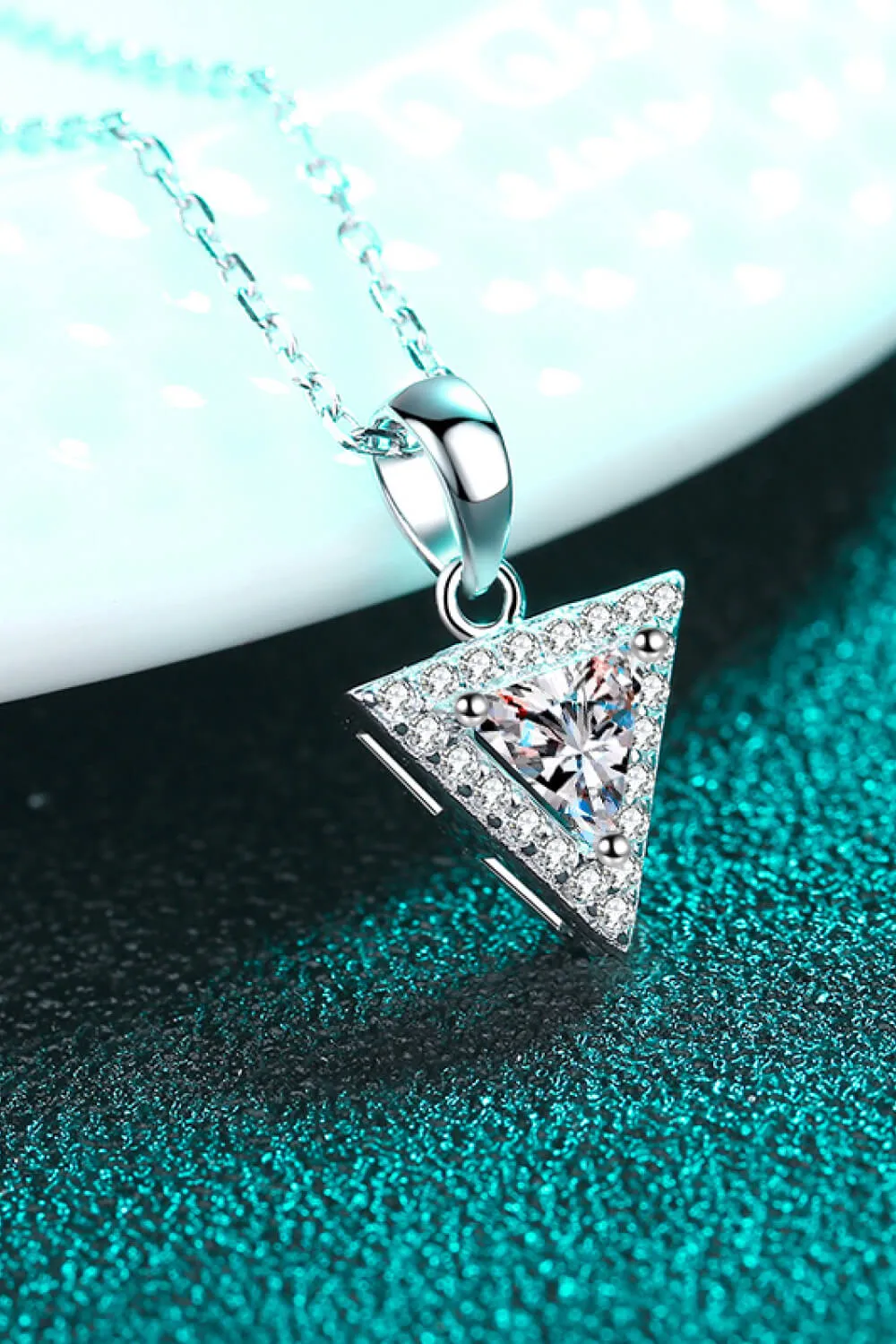 Triangle Moissanite Pendant Necklace 925 Sterling Silver