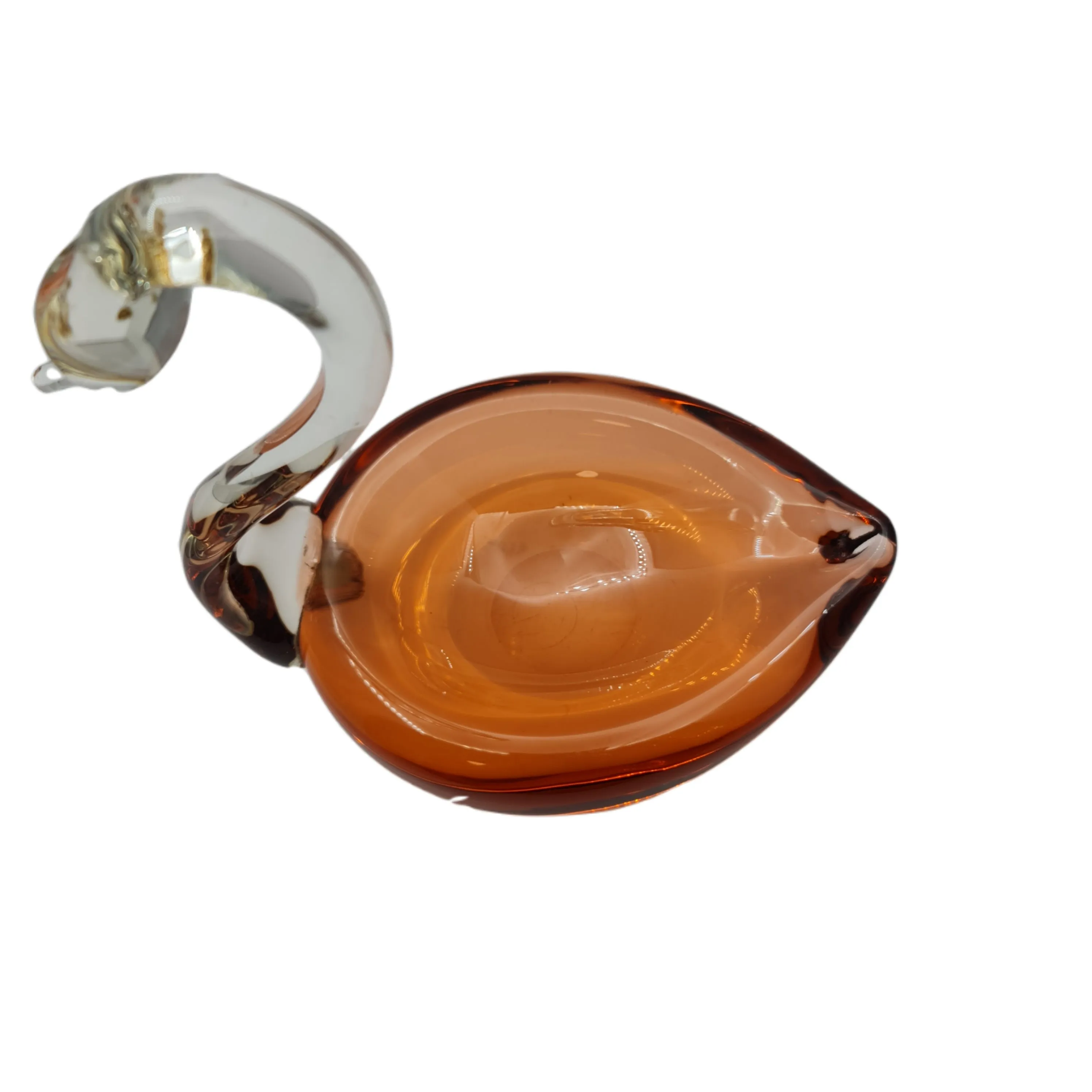 Optimize the title of this e-commerce product: Vintage Apricot Peach Orange Glass Swan Ashtray